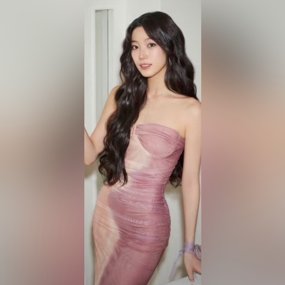 ZARA Sleeveless Split Tone Tie Dye Pink Coral Tulle Dress NWT Size Large - Picture 4 of 16